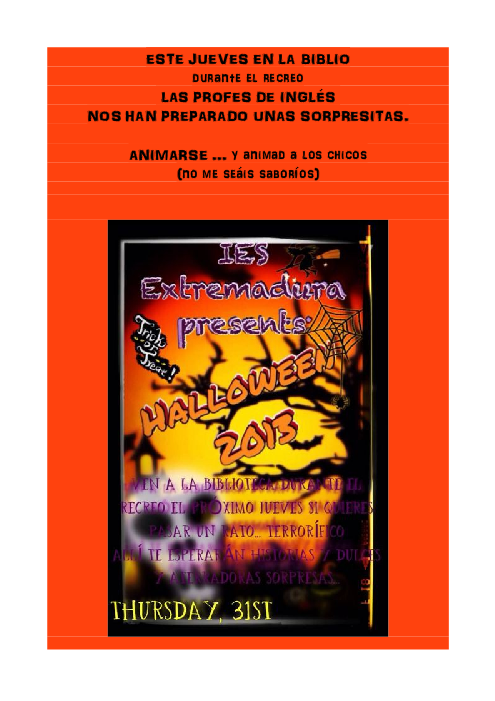 jueves 31 halloween biblio