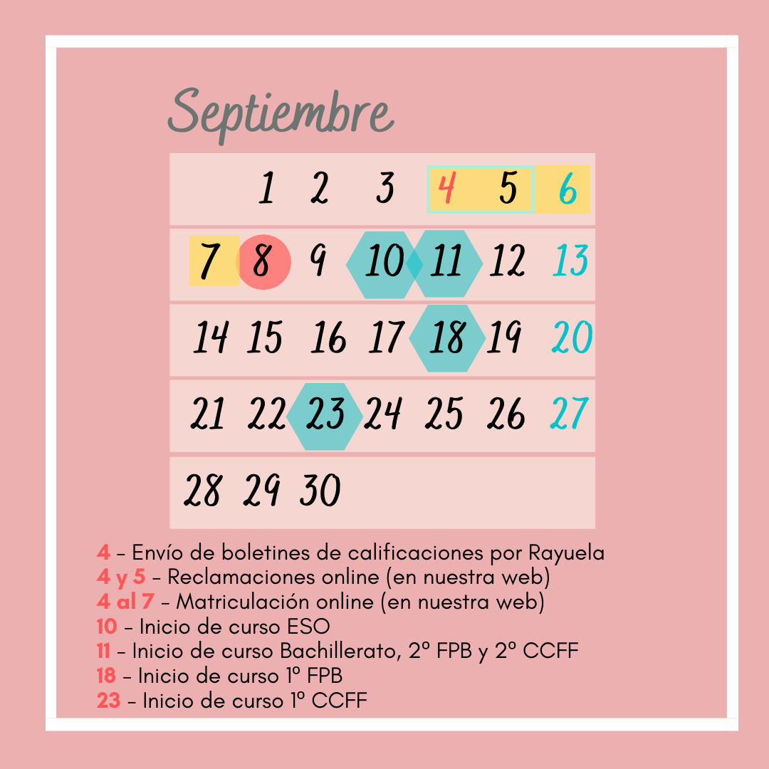 Fechas importantes septiembre 2020