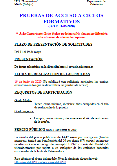 pruebas acceso ciclo