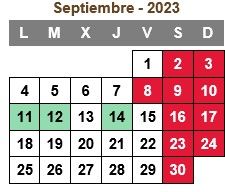 CALENDARIO INICIO CURSO SEPTIEMBRE