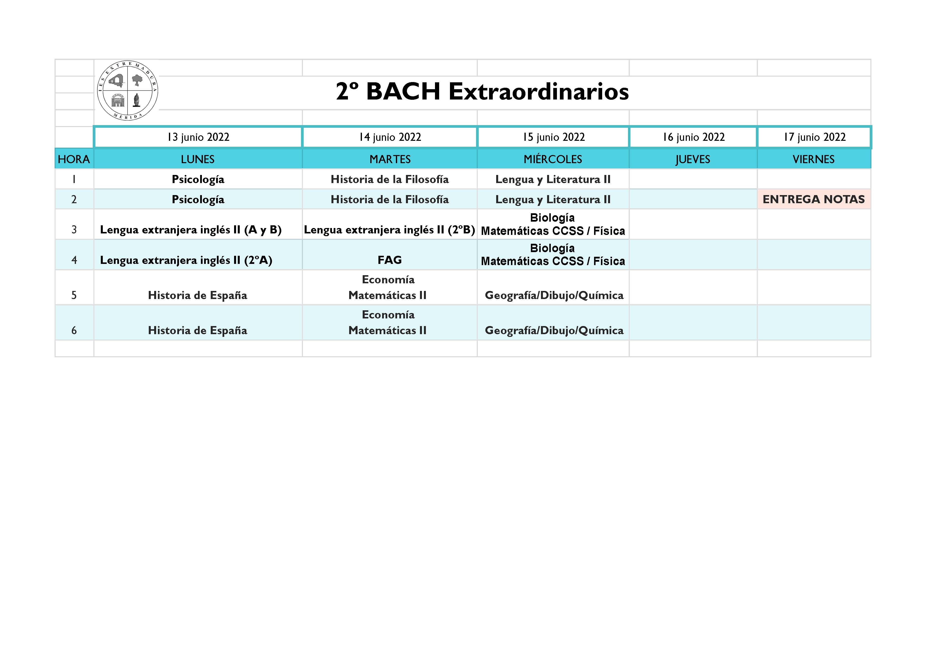 Junio Bachillerato 22 2º BACH Extraordinarios 1